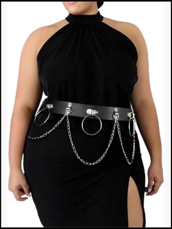 Plus Size Faux Leather Harness Waist Belt Studded Decor Adjustable main image 5